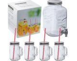 Set aus Getränkespender (4.000 ml) und 4 Glaskrügen (450 ml)
